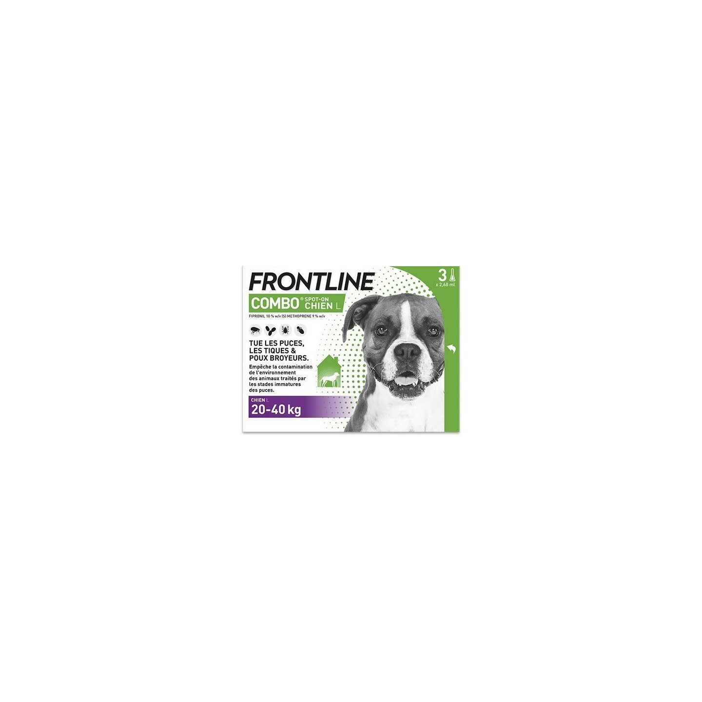 FRONTLINE COMBO CHIEN L (20-40) lutte contre puces tiques et poux