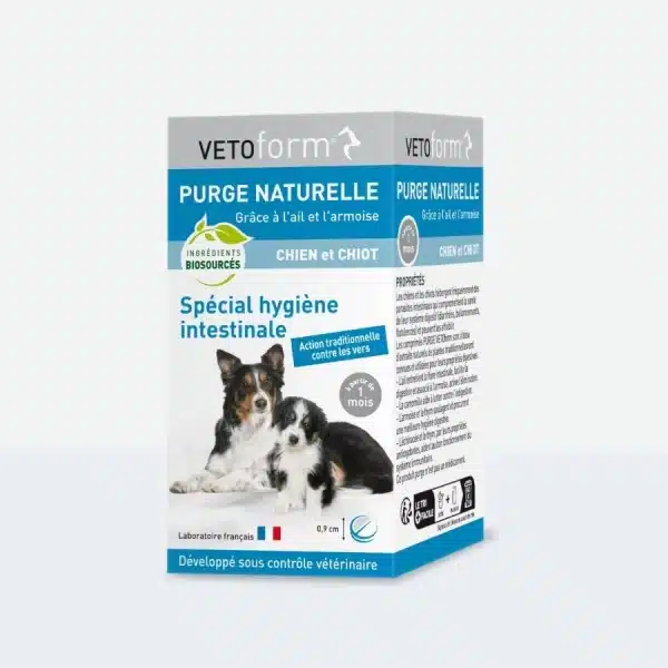 Vetoform Purge naturelle chien et chiot - 50 Comprimés - Solution Naturelle pour les Parasites Intestinaux