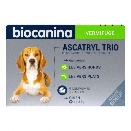 Biocanina Ascatryl Trio Vermifuge grand chien L/XL 2 comprimés