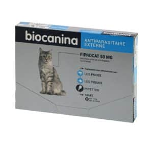 Fiprocat 50 mg : antiparasitaire externe efficace contre les puces et les tiques pour les chats