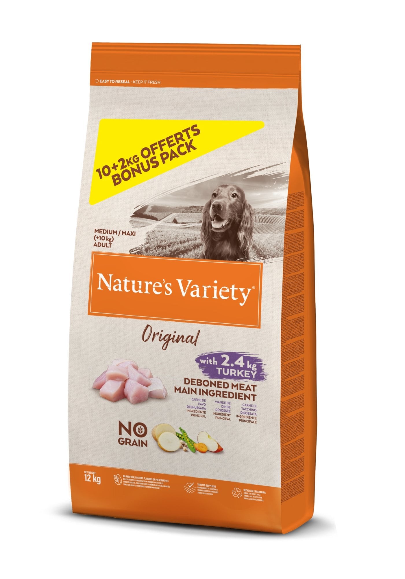 Croquettes Nature's Variety Original No Grain Medium Adult dinde pour chien