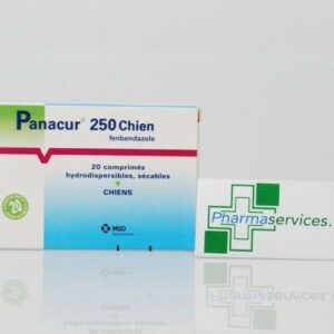 Panacur 250 est un vermifuge complet pour chiens, formulé à base de fenbendazole. Il traite efficacement les infestations parasitaires internes, notamment les vers ronds, plats et les trichures.