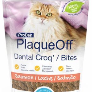 Proden PlaqueOff Dental Croq' Spécial Chat au Saumon - Santé Dentaire de Votre Chat - 60g