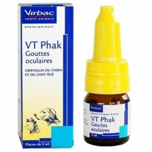 VT Phak Gouttes Oculaires 5 ml - Supplément Nutritionnel pour la Protection du Cristallin chez les Chiens et les Chats Âgés