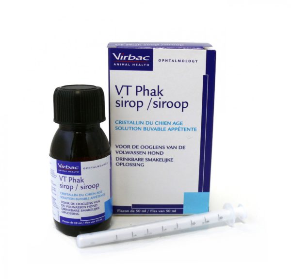 VT Phak Sirop 50ml - Supplément Nutritionnel pour la Santé du Cristallin dans les yeux des Chiens Âgés
