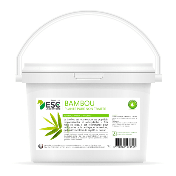 Esc Laboratoire BAMBOU 1KG – Reminéralisation et raideurs cheval – Plante pure