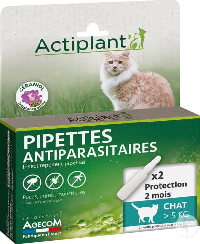 Actiplant Pipettes Antiparasitaires Chat >5kg - 2x1ml