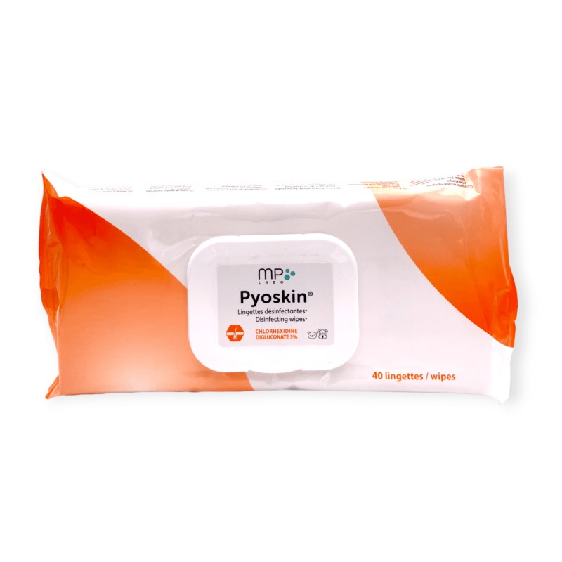 MP Labo Pyoskin Wipes Lingettes x40 – Lingettes désinfectantes et hydratantes pour chiens et chats