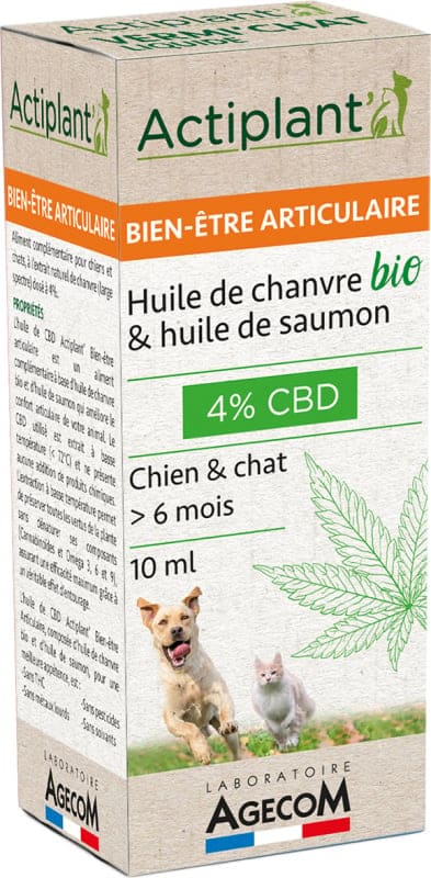 Actiplant Huile de Chanvre et Saumon 4% CBD Articulations – Chien & Chat