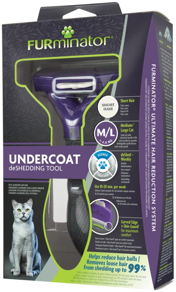 FURminator Brosse Chats Poils Courts – Taille Moyenne/Grande
