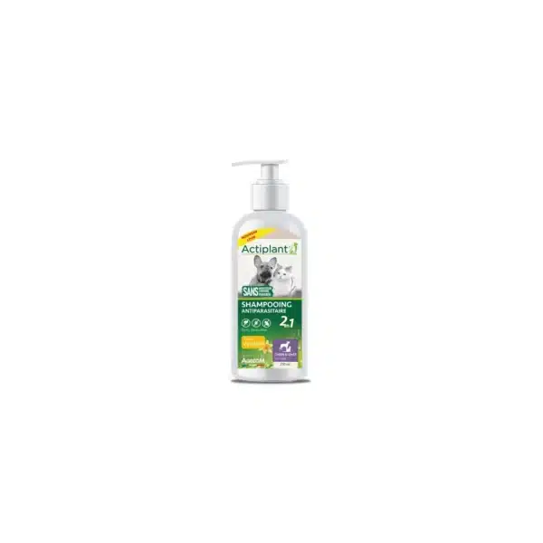 Actiplant Shampooing Anti-Parasitaire 2 en 1 Vanille – Chien et Chat – 250 ml