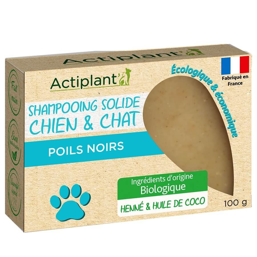 ACTIPLANT' – Shampoing Solide Poils Noirs – Chien et Chat – 100 g