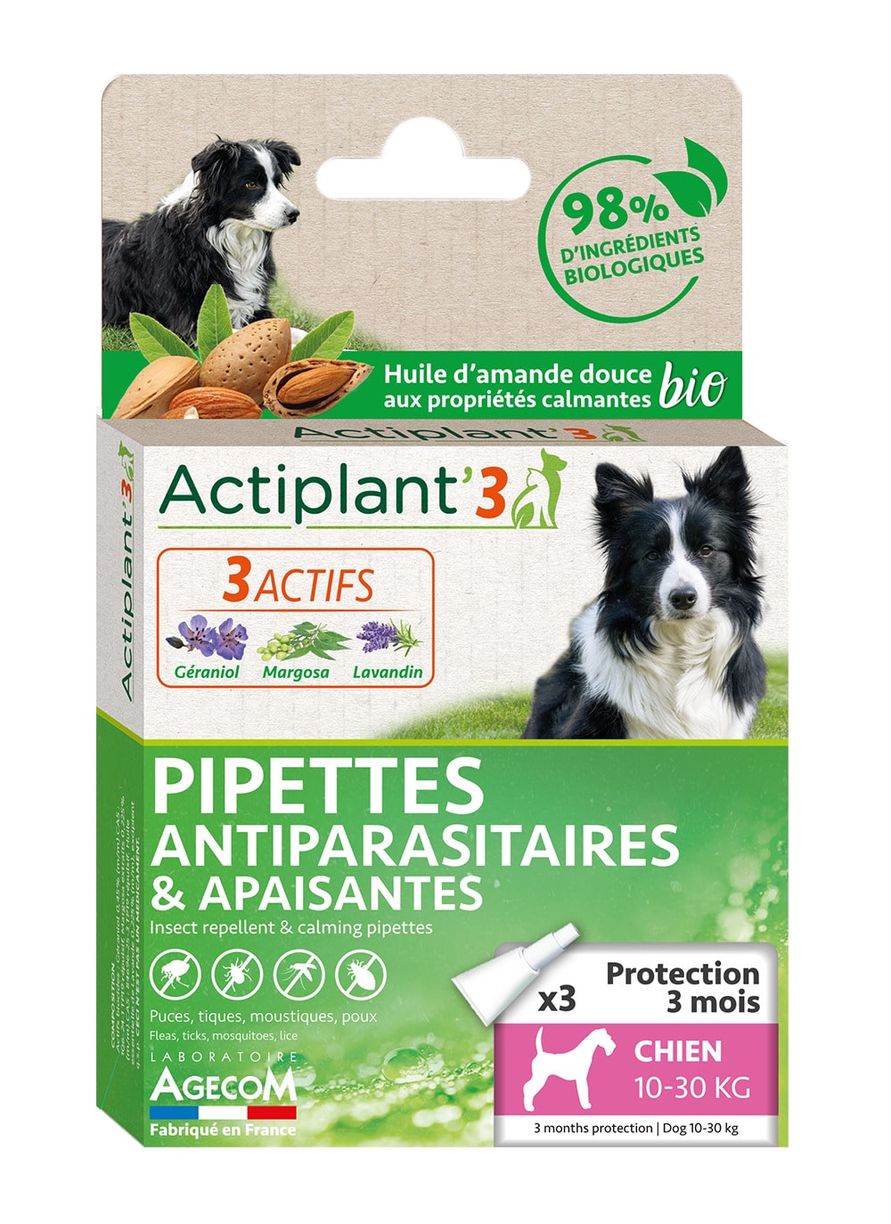 Agecom Actiplant’3 Pipettes Chien moyen 10-30 kg