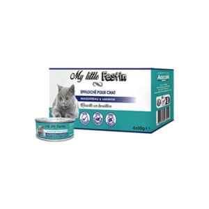 Agecom My Little Festin chat effiloché maquereau et saumon - 6×50 g