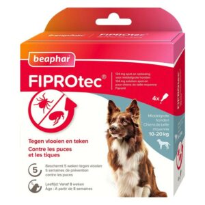 Beaphar FIPROTEC 134 mg Solution Spot-on pour Chiens de Taille Moyenne – Pack de 4 pipettes