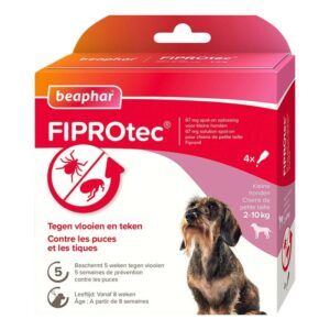 Beaphar FIPROTEC 67 mg Solution Spot-on pour Chiens de Petite Taille – Pack de 4 pipettes