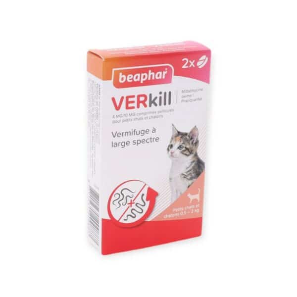 Beaphar VERkill 4 mg/10 mg Chatons et Petits Chats – Boîte de 2 comprimés