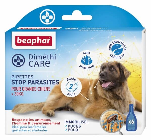 DIMETHICARE Pipettes Stop Parasites Grand Chien >30 kg – Beaphar – 6 x 4,5 ml