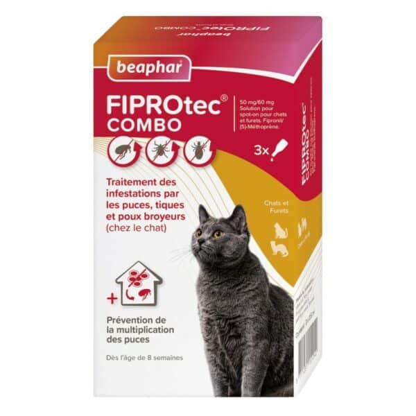 Beaphar FIPROTEC COMBO 50 mg / 60 mg – Pack de 3 pipettes