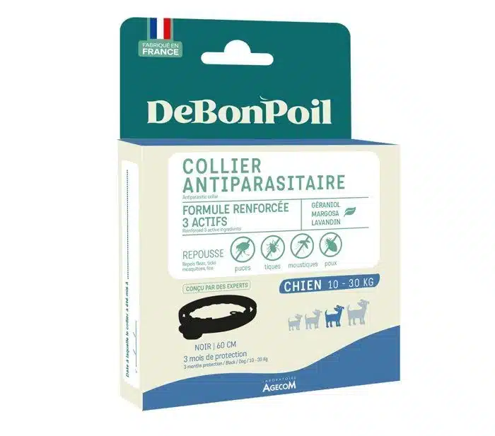 DeBonPoil – Collier Insectifuge Antiparasitaire pour Chien – Protection 3 mois