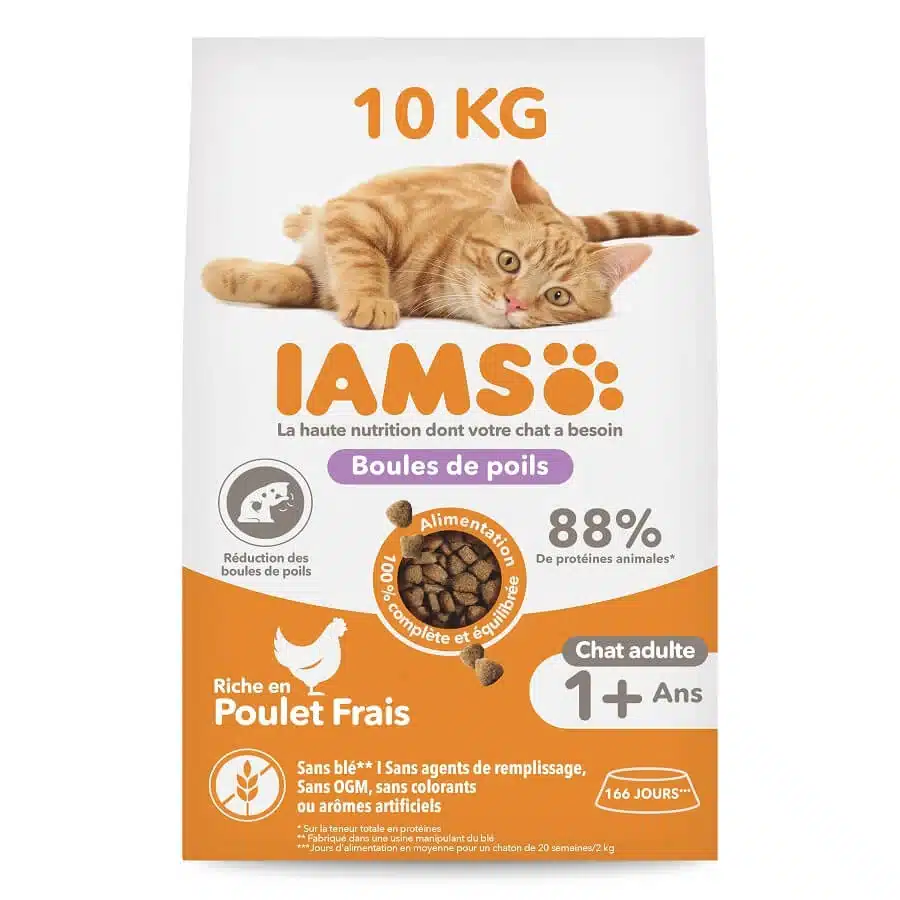 IAMS Advanced Nutrition Chat adulte Anti-boules de poils Poulet 10 kg