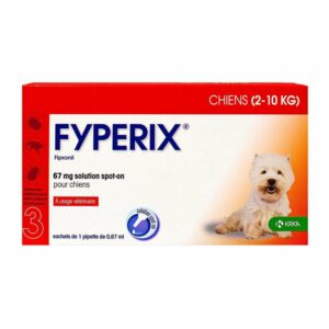 Fyperix chien 2-10 kg – 3 pipettes spot-on antiparasitaire – KRKA
