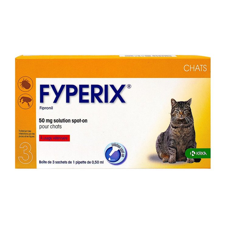 Fyperix chat – 3 pipettes spot-on antiparasitaire – KRKA