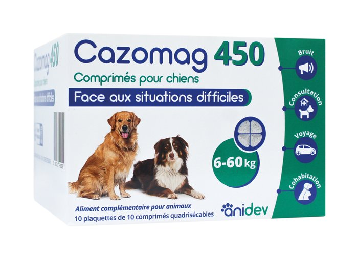 Cazomag 450 Magnésium Chien Boîte de 100 Comprimés