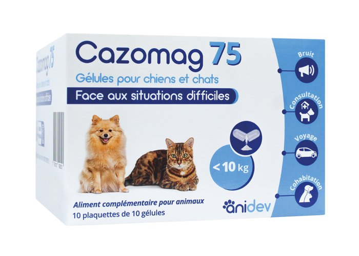 Cazomag 75 Magnésium Chien et Chat Boîte de 100 Gélules