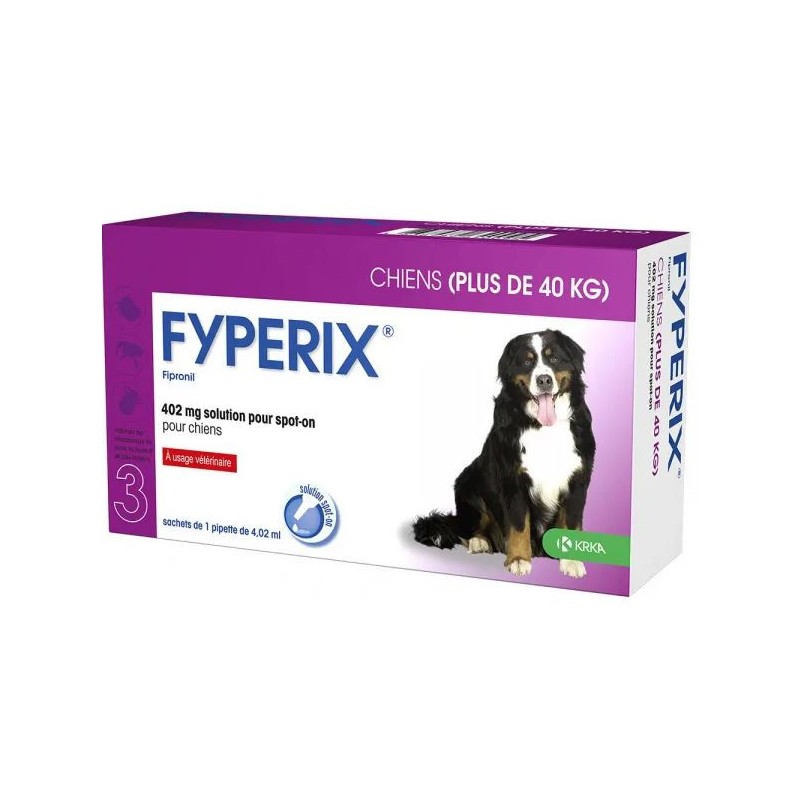 Fyperix chien plus de 40 kg – 3 pipettes spot-on antiparasitaire – KRKA