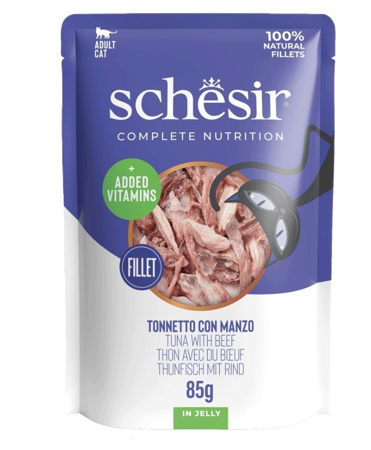 Schesir Thon et bœuf en gelée sachet 85g – Chat