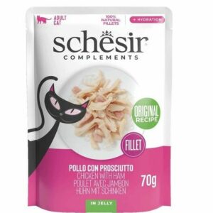 Schesir Poulet et jambon en gelée 70g – Chat