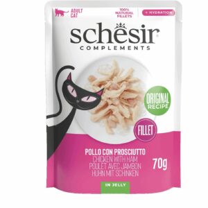 Schesir Poulet et jambon en gelée sachet 70g – Chat