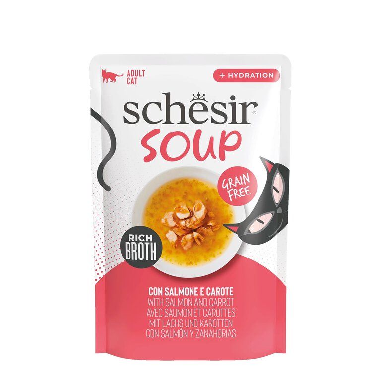Schesir Saumon et carottes en soupe 40g – Chat