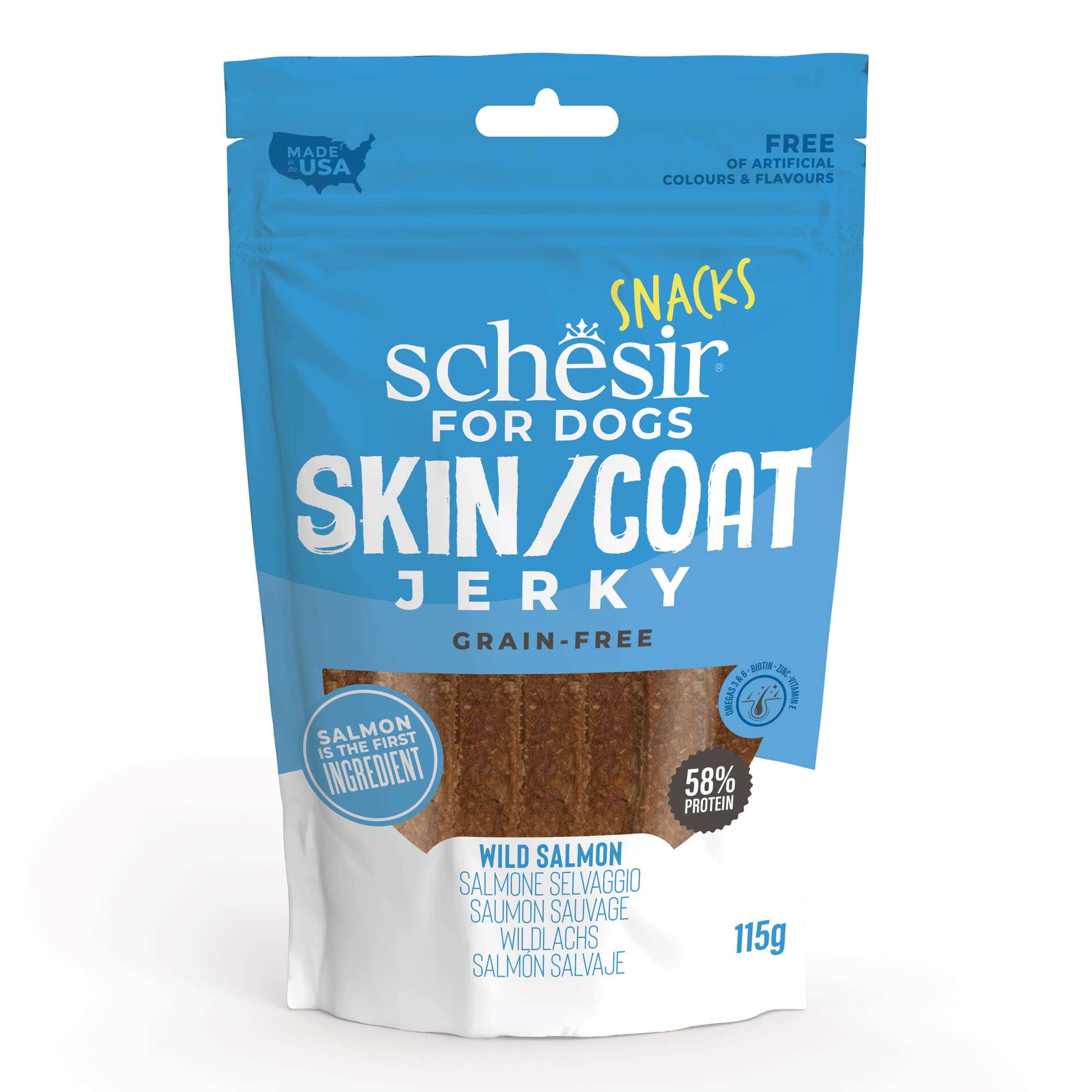 Schesir Jerky et saumon friandise 115g – Chien