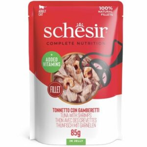 Schesir Thon et crevettes en gelée sachet 85g – Chat