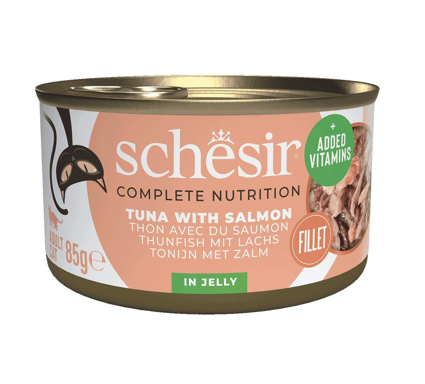 Schesir Thon et saumon en gelée 85g – Chat