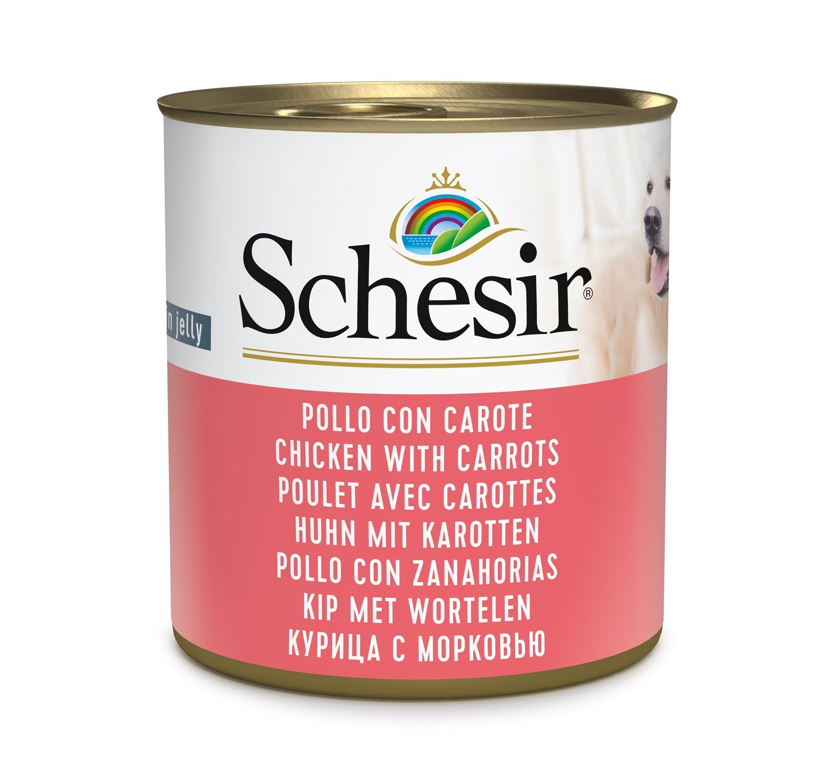 Schesir Poulet et carottes en gelée 285g – Chien