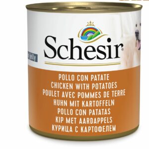 Schesir Poulet et pommes de terre en gelée 285g – Chien