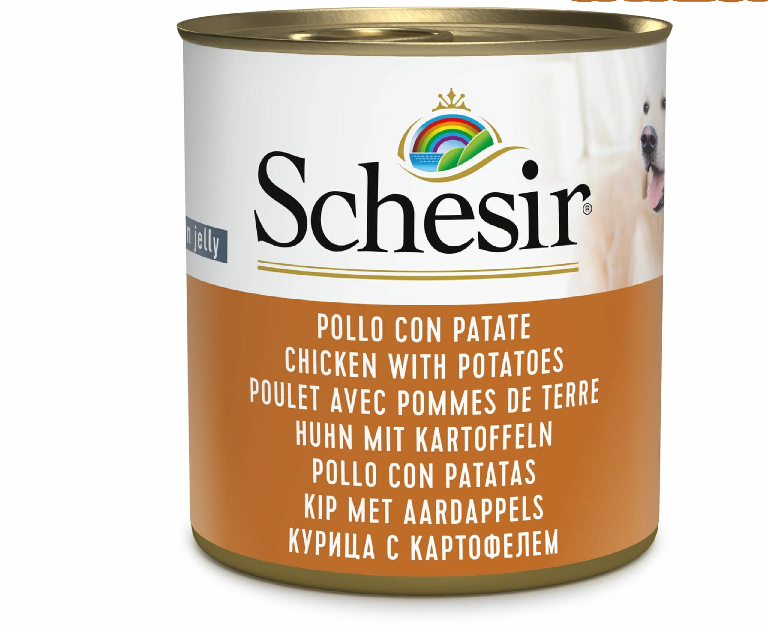 Schesir Poulet et pommes de terre en gelée 285g – Chien