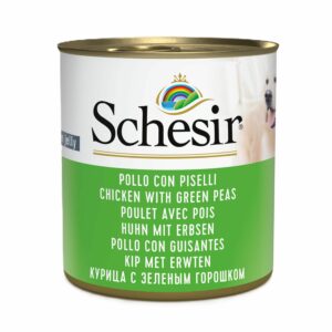 Schesir Poulet et petits pois en gelée 285g – Chien