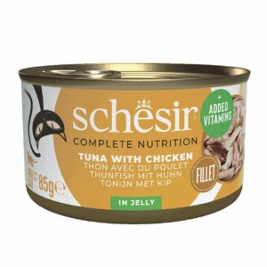 Schesir Thon et poulet en gelée 85g – Chat