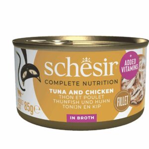 Schesir Thon et poulet et riz au naturel 85g – Chat