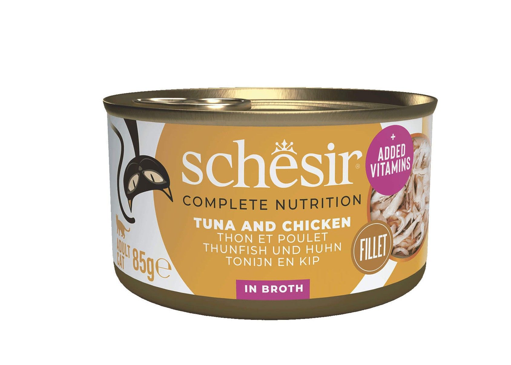 Schesir Thon et poulet et riz au naturel 85g – Chat