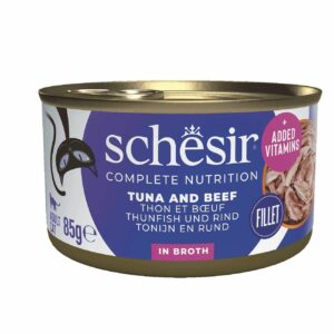 Schesir Thon et bœuf et riz au naturel 85g – Chat