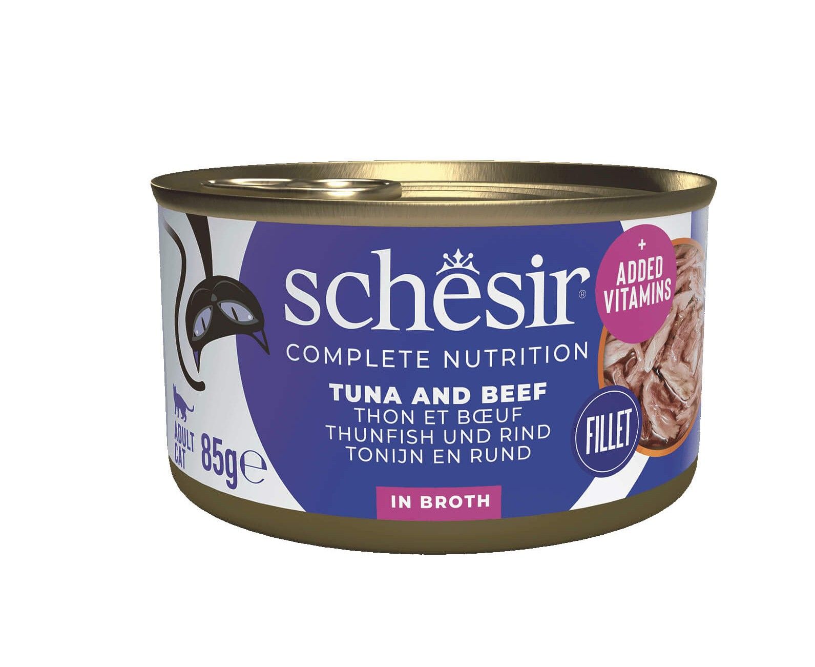 Schesir Thon et bœuf et riz au naturel 85g – Chat