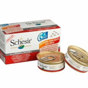 Schesir Bouillon poulet et canard 6x50g – Chat