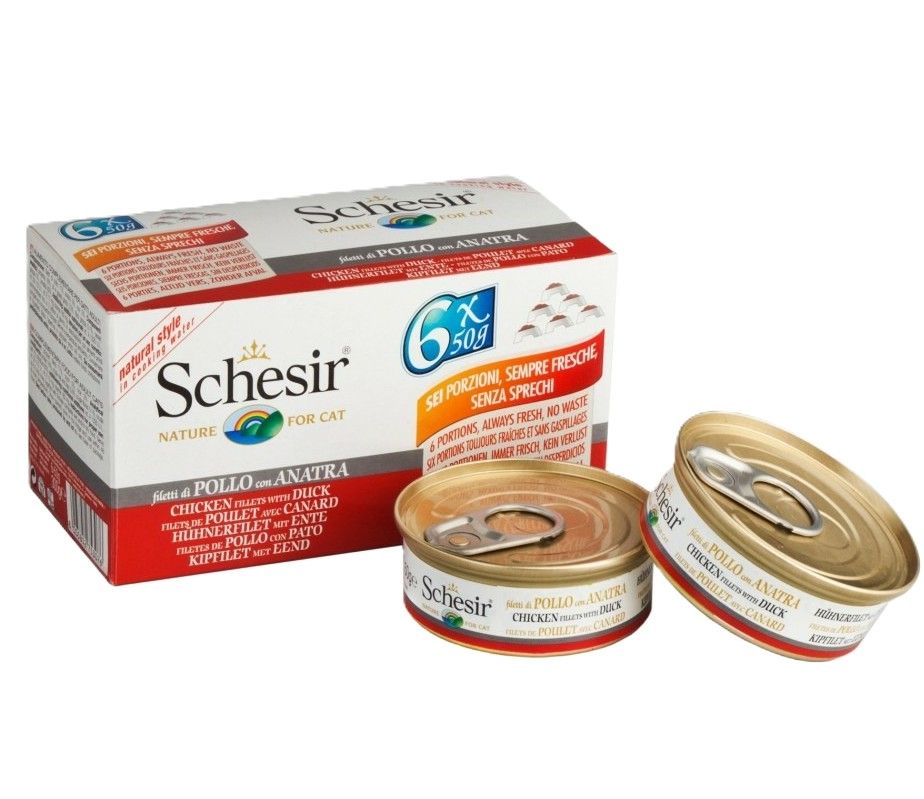 Schesir Bouillon poulet et canard 6x50g – Chat
