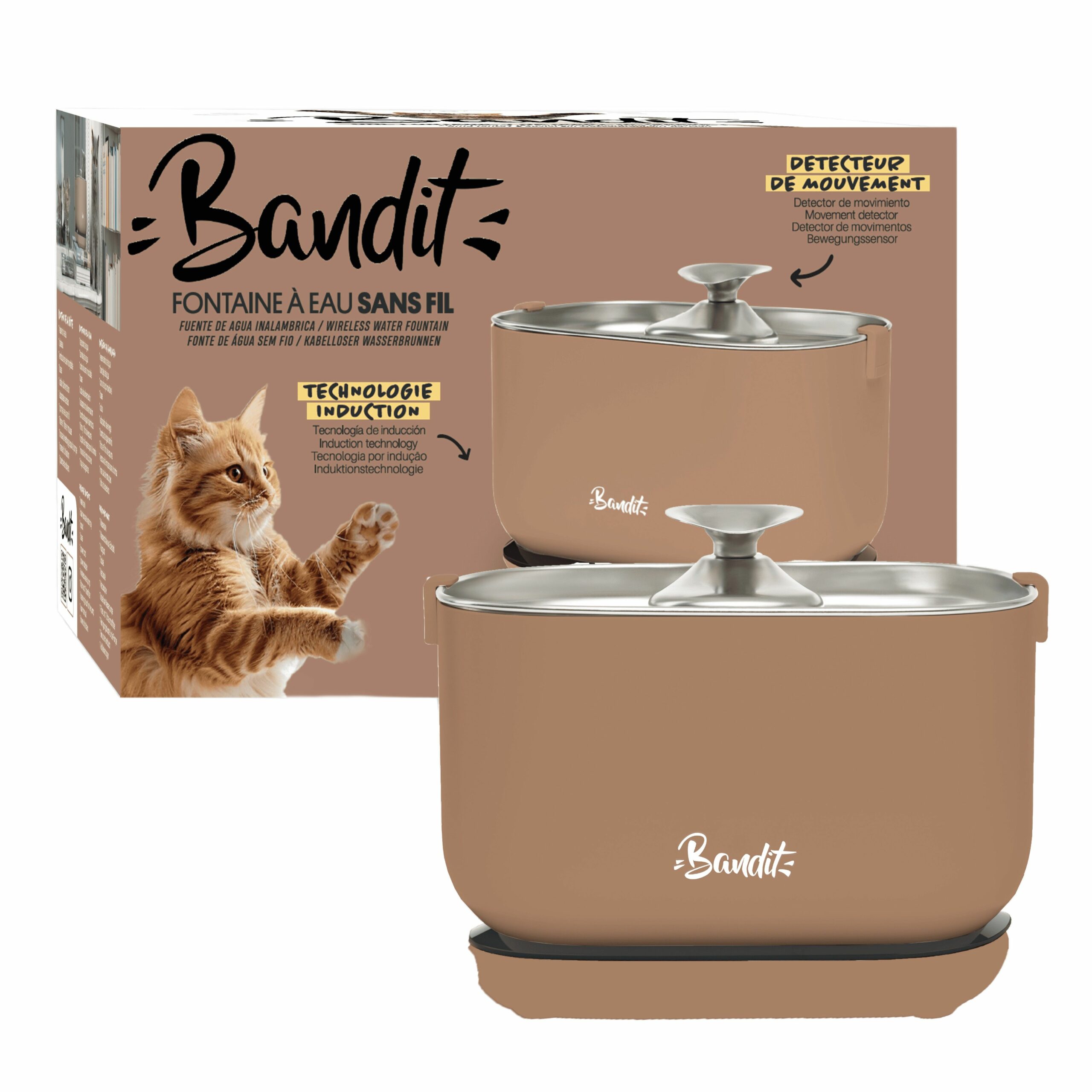 Fontaine à eau Bandit sans fil à induction 2,5 L pour chat – Image 4