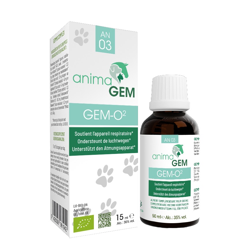 AnimaGem GEM-O2 gemmothérapie confort respiratoire chien chat cheval flacon 15 ml 50 ml